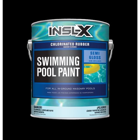 INSL-X BY BENJAMIN MOORE Pool Paint, Semi-gloss, Rubber-Based Base, Ocean Blue, 1 gal CR2623092-01